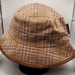 Plaid Bucket Hat with Brown Trim Reversible - Steve Madden